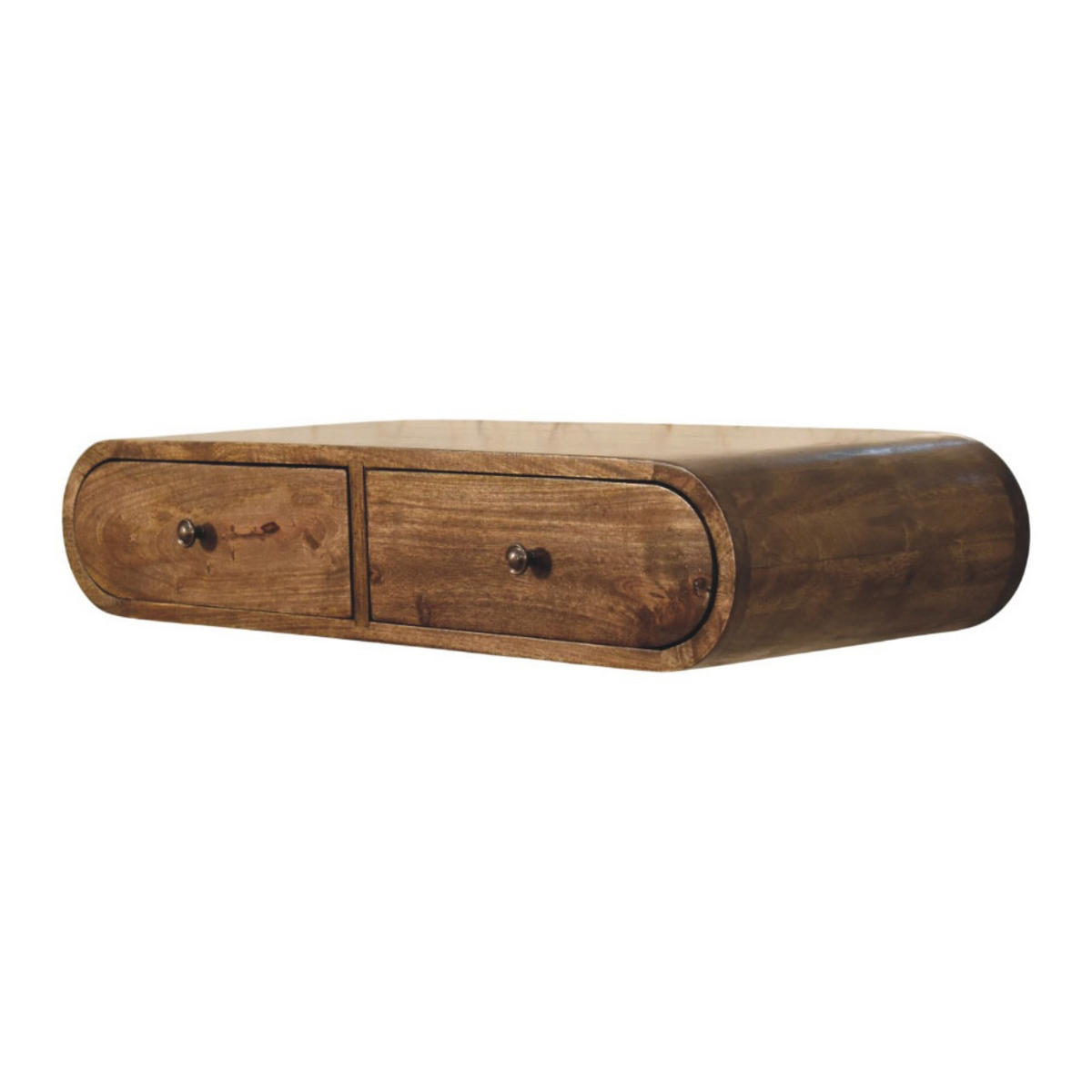 KONSOLEN TISCH Rounded Wandmontage mit 2 Schubladen - Braun, Holz (80/32/15cm) - Artisan Furniture