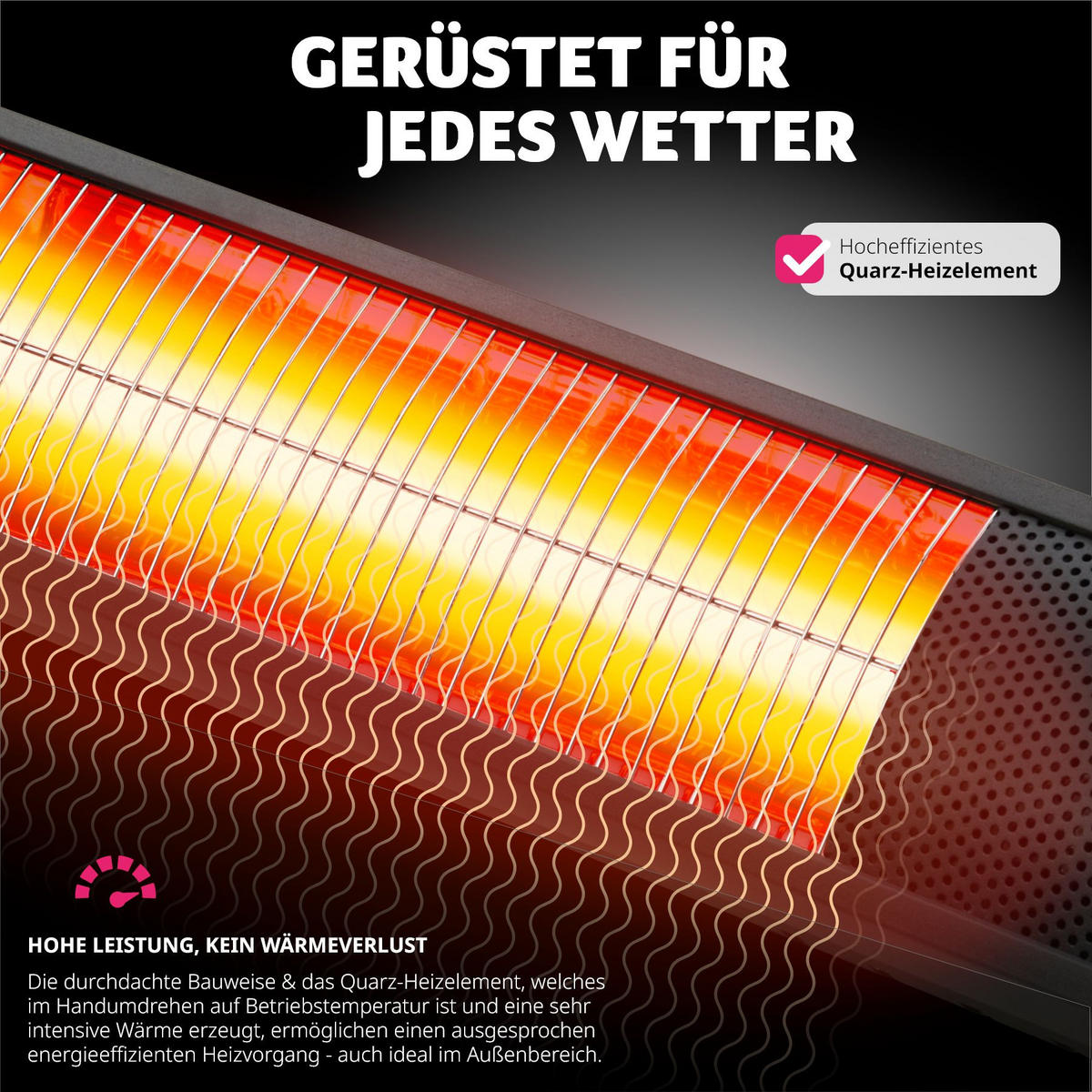 INFRAROTHEIZSTRAHLER Solaris Horizon,einfache Montage, 95 x 11 x 10,5 cm,schwarz - Schwarz, Metall (10.5/8/95cm) - tectake