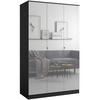 DREHTÜRENSCHRANK mit Spiegel Monza 3D 120 Schwarz - Schwarz/Grau, Holzwerkstoff/Metall (120/200/60cm) - mzm24