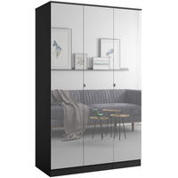 DREHTÜRENSCHRANK mit Spiegel Monza 3D 120 Schwarz - Schwarz/Grau, Holzwerkstoff/Metall (120/200/60cm) - mzm24