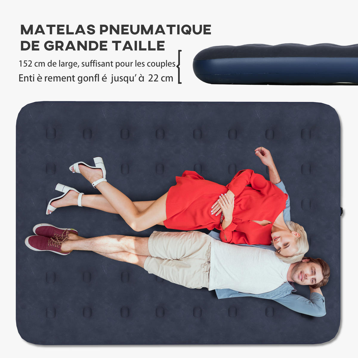 LUFTMATRATZE DE-18897 2 Personen, integrierte Handpumpe Blau - Blau, Kunststoff - ComfortXL