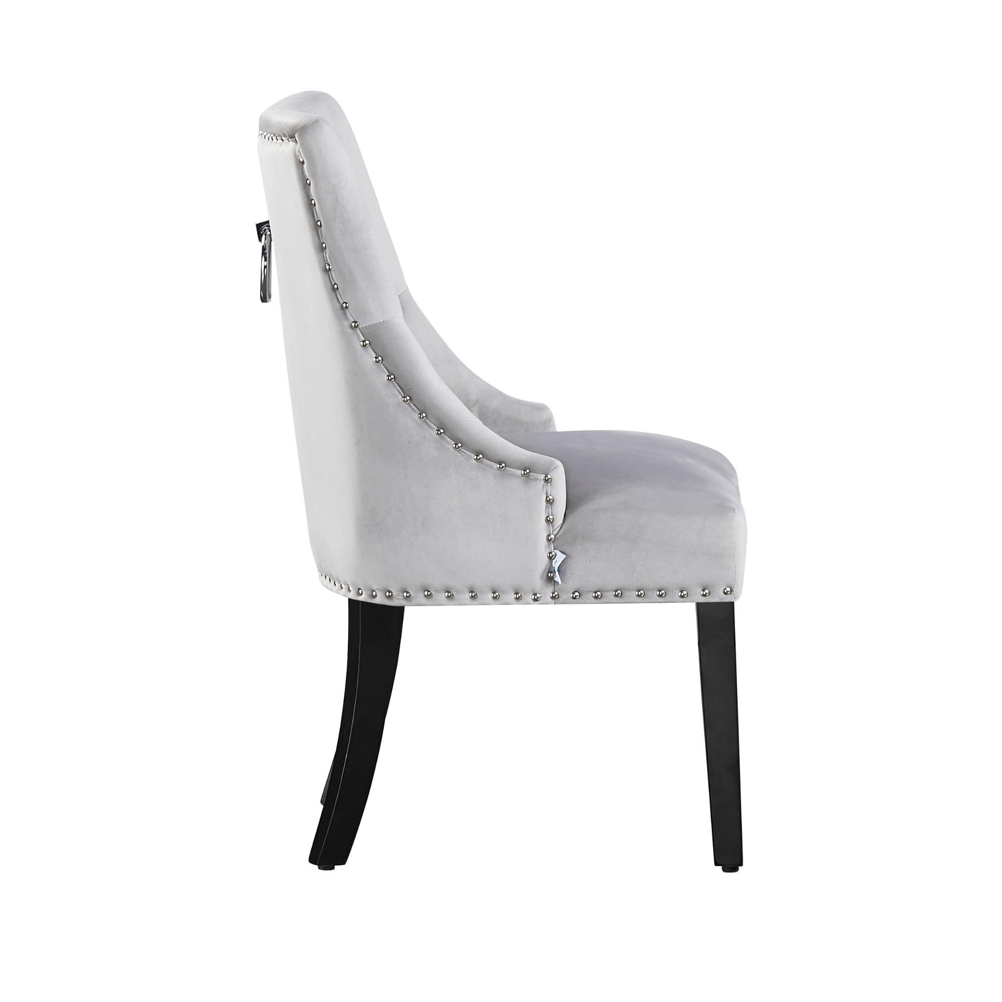 STUHL Samt, hellgrau - Hellgrau, Holz (56/94/45cm) - Life Interiors