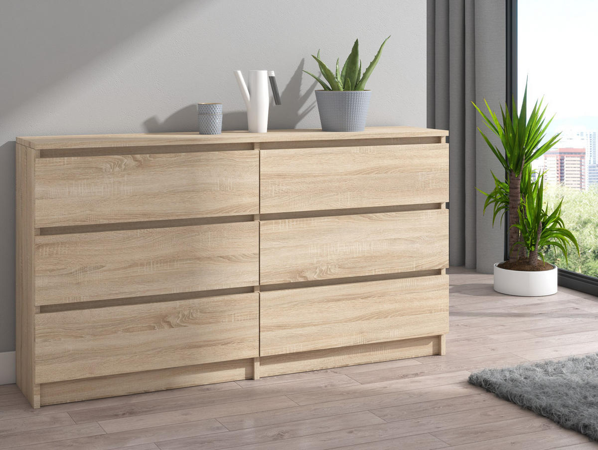 KOMMODE bella6 140 Sonoma - Sonoma Eiche, Holzwerkstoff (140/76/35cm) - roe furniture
