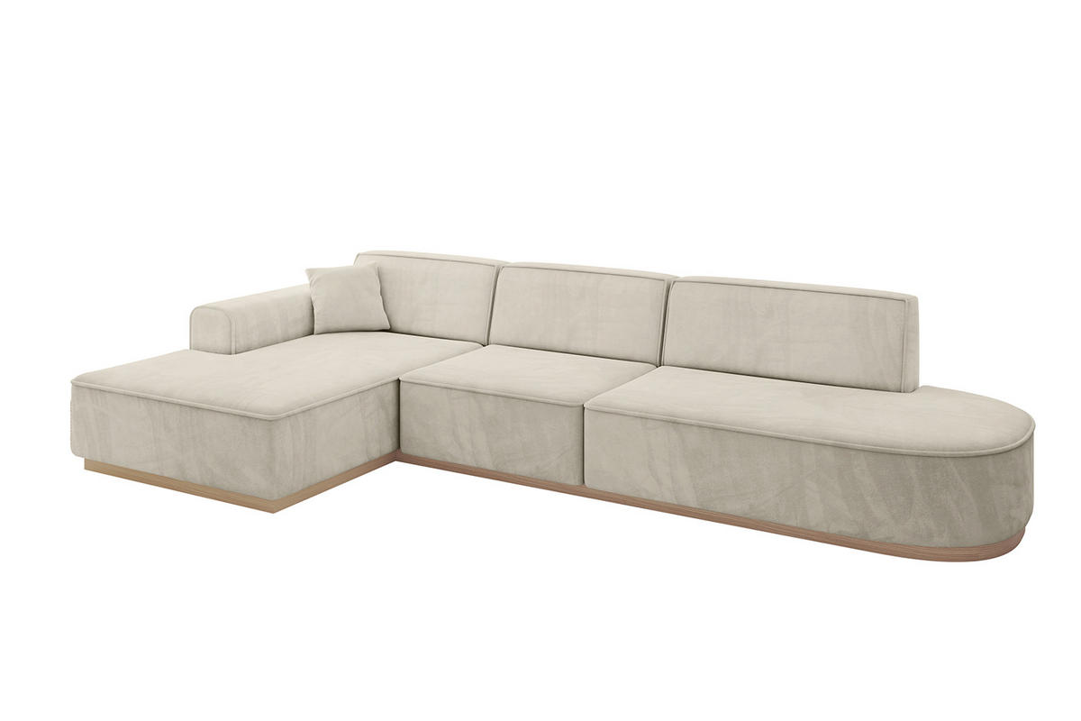 ECKSOFA Ottomane Links IREA-L2 - 328x171x83 cm Dunkelgrau - Ecru, Holzwerkstoff/Textil (328/171cm) - ALTDECOR