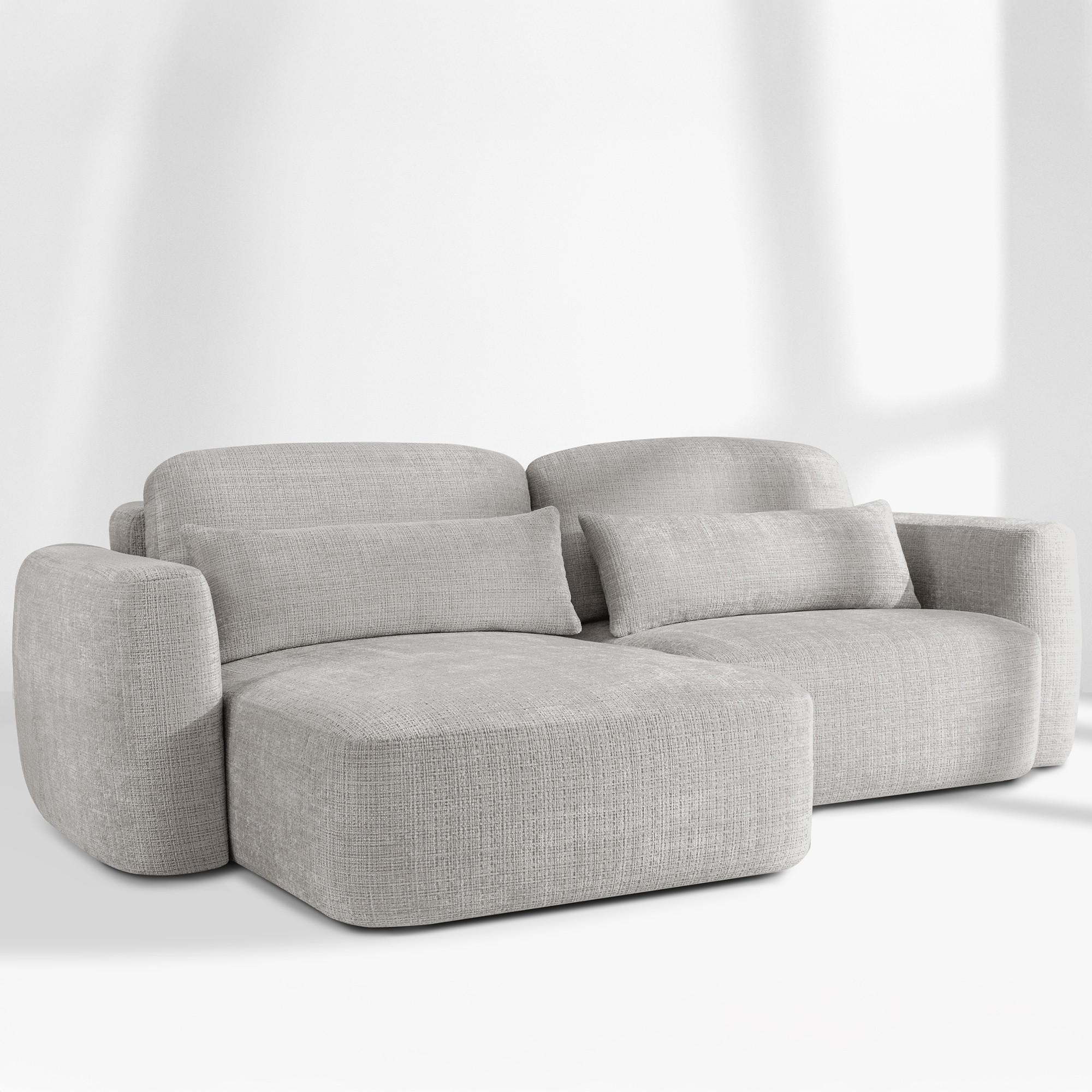 SITZGARNITUR ELOSA - Hellgrau, Holz/Textil (245/85/165cm) - KONSIMO®