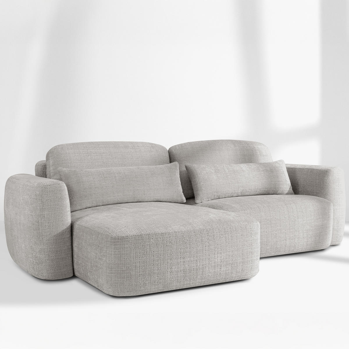 SITZGARNITUR ELOSA - Hellgrau, Holz/Textil (245/85/165cm) - KONSIMO®