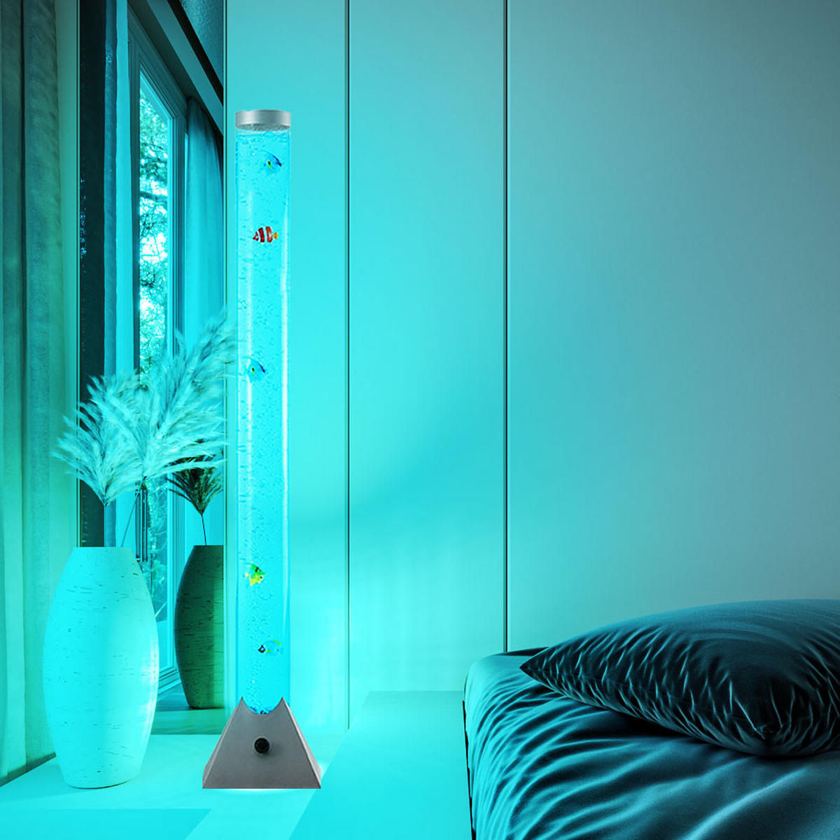 LED STEHLEUCHTE Wassersäule klar - Klar, Kunststoff (19/19/90cm) - Globo Lighting