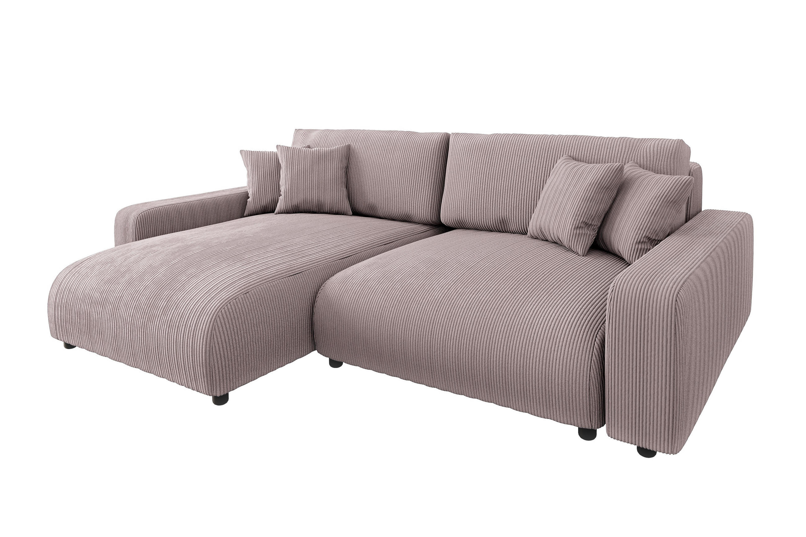 ECKSOFA Emma Puderrosa Cord - Ottomane links - Pink, Textil (234/170cm) - S-Style Möbel
