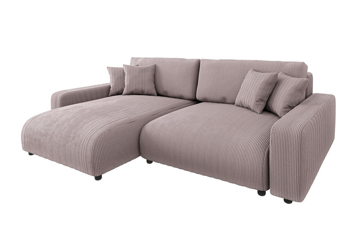 ECKSOFA Emma Puderrosa Cord - Ottomane links - Pink, Textil (234/170cm) - S-Style Möbel