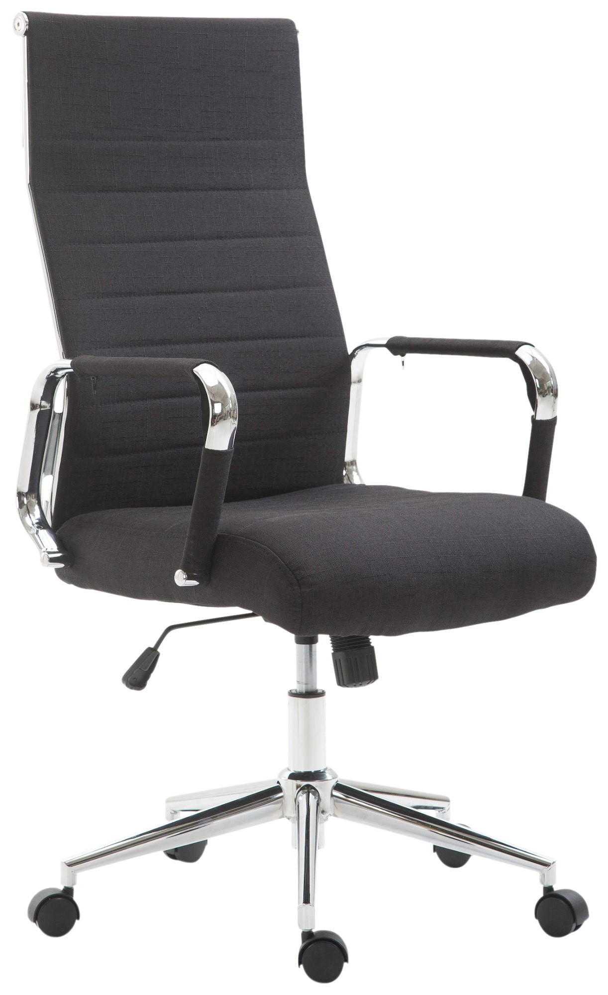 DREHSTUHL Stoff schwarz - Chromfarben/Schwarz, Textil/Metall (58/105/66cm) - CLP
