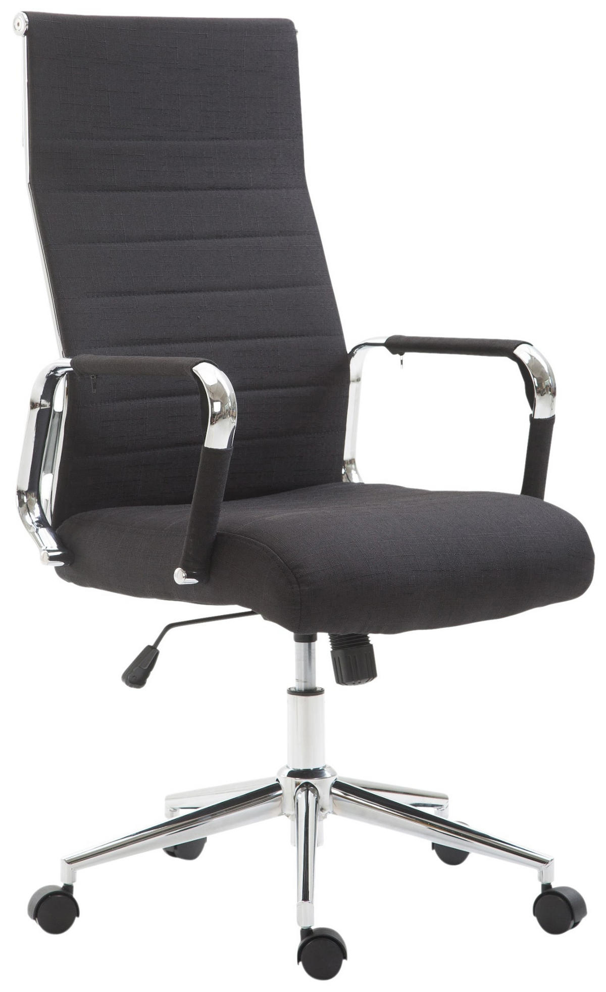 DREHSTUHL Stoff schwarz - Chromfarben/Schwarz, Textil/Metall (58/105/66cm) - CLP