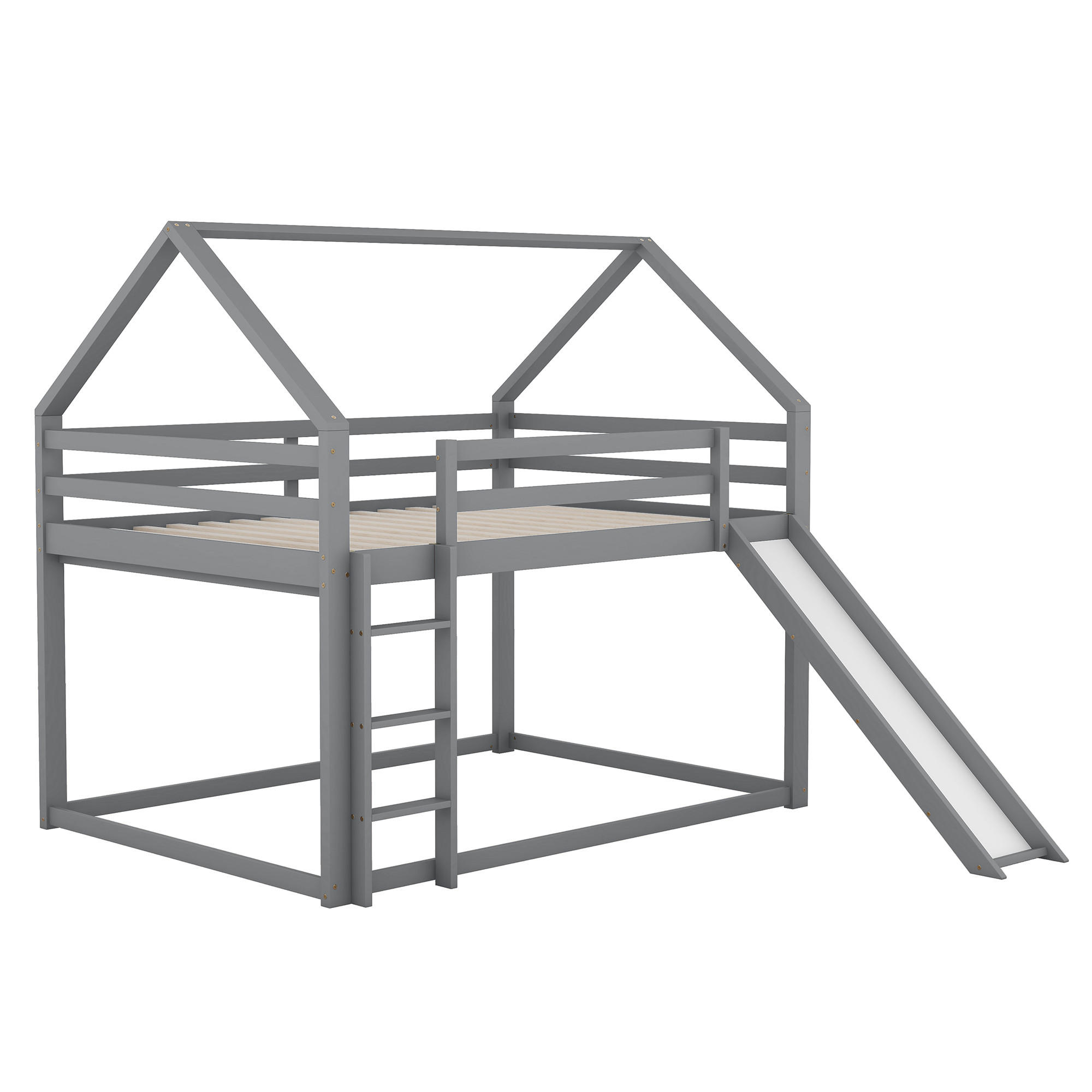 ETAGENBETT Modell Hausbett Grau Weiß - Grau, Holz (140/200cm) - ComfortXL