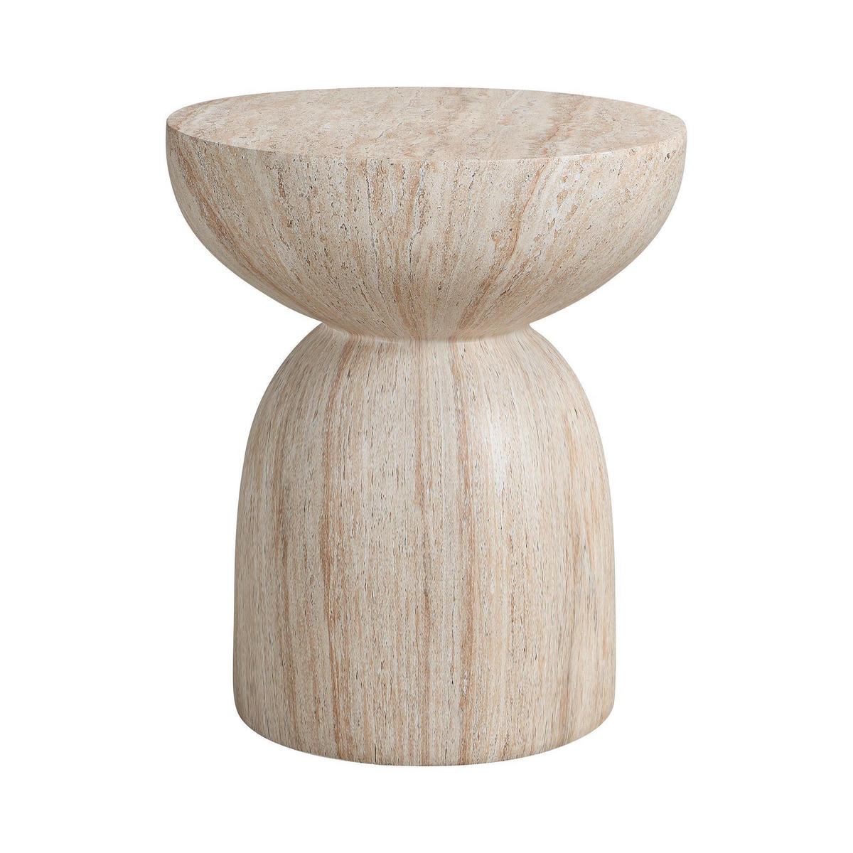 BEISTELLTISCH in Travertinoptik,aus MgO - Beige, Naturmaterialien (45/45/52.5cm) - KOMHTOM