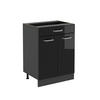 KÜCHENUNTERSCHRANK R-Line Schwarz Hochglanz 60 cm mit Schublade, ohne Arbeitsplatte - Schwarz Hochglanz/Anthrazit, Holzwerkstoff (60/81.6/46cm) - Vicco