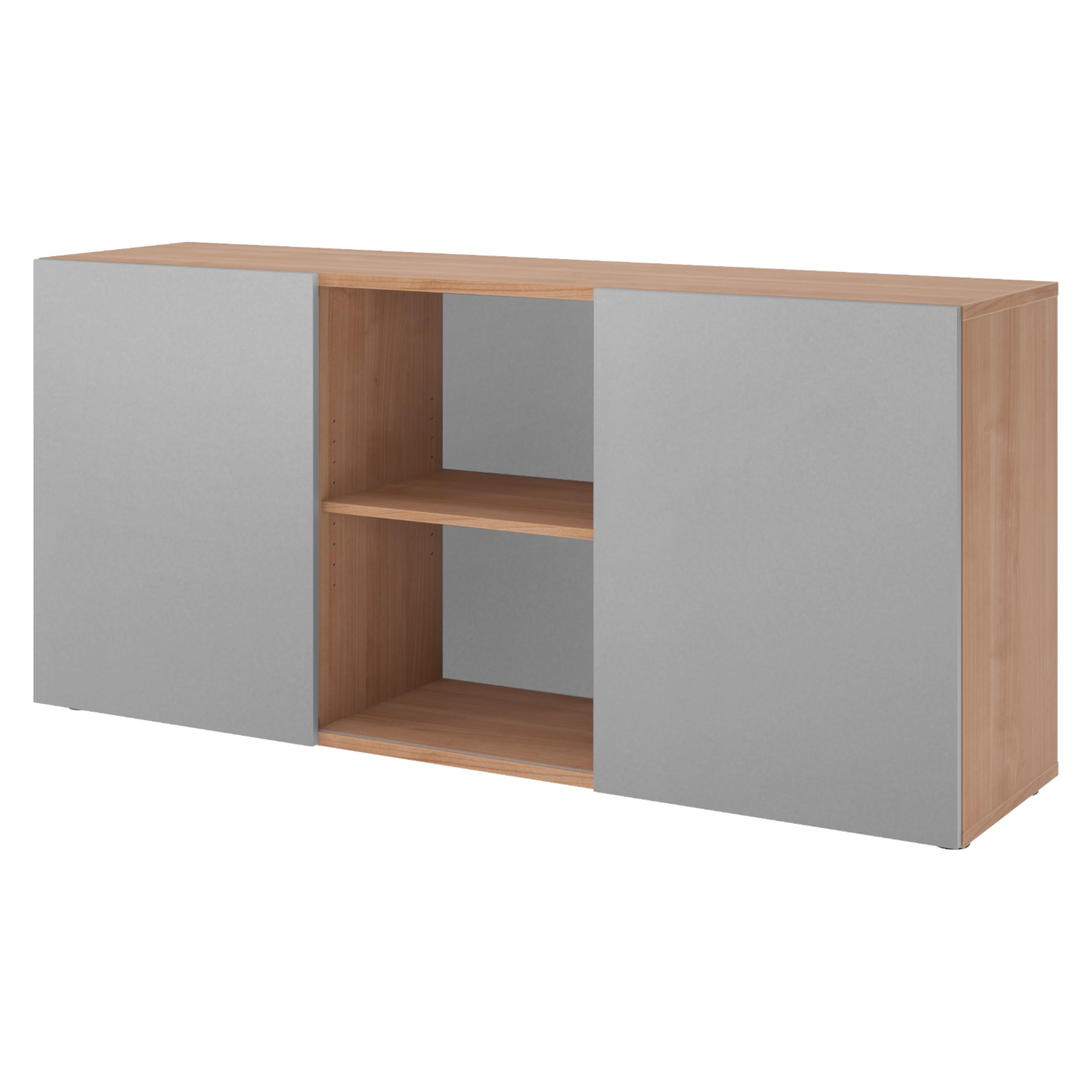 bümö Sideboard Nussbaum, Silber 160x74.8x42 cm