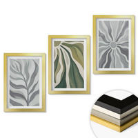 WANDBILDER 3er Set - 20x30 cm Goldrahmen - Pflanzenmuster in Grün - Goldfarben, Kunststoff (20/30cm) - ArtPrintCave