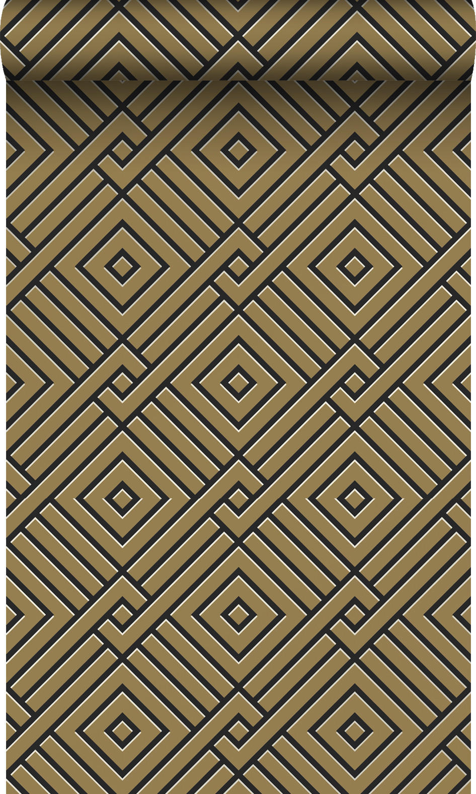 TAPETE 3D grafisches Motiv 50 x 900 cm - Goldfarben, Papier (50/900cm) - Origin Wallcoverings