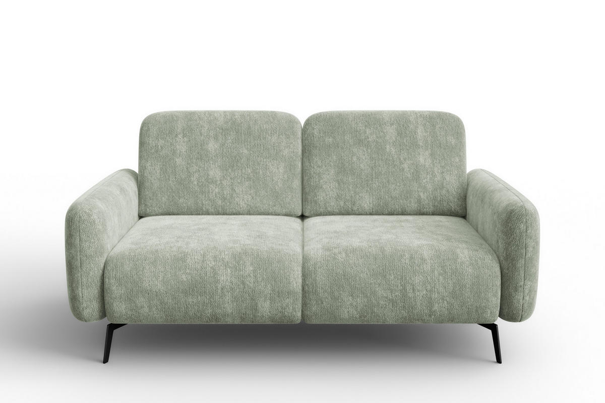 SOFA FEBE 2-Sitzer, hellgrüner Chenille-Stoff - Schwarz/Hellgrün, Holz/Textil (160/82/96cm) - Wozimo