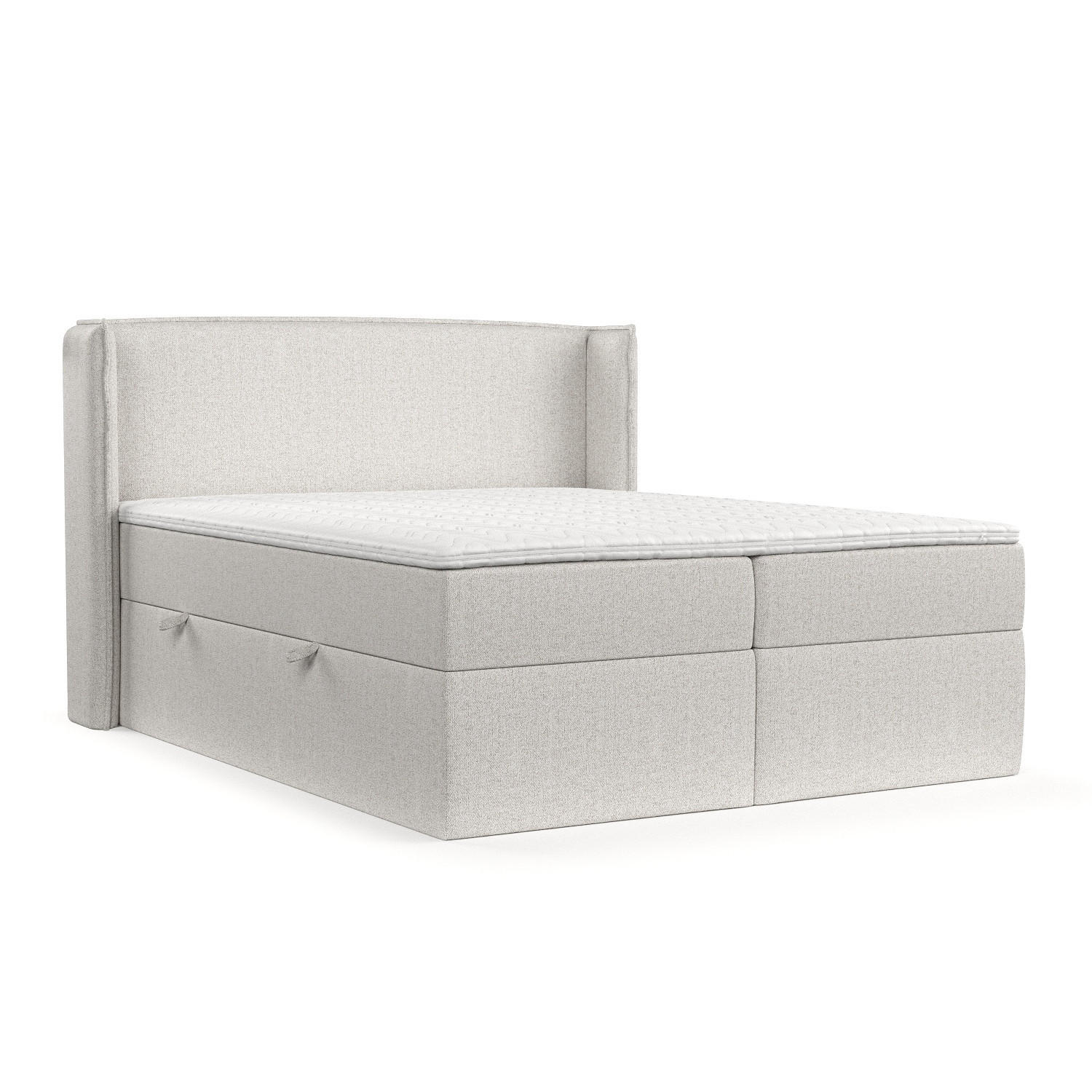 BOXBETT Viva 140/200 cm Hellbeige im Riva Stoff - Beige/Schwarz, Holz/Holzwerkstoff (140/200cm) - AltaBeds