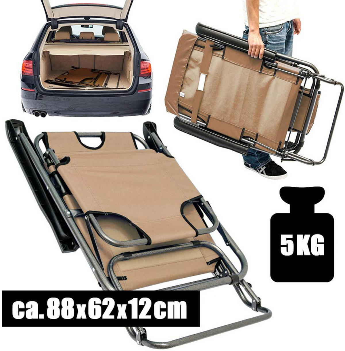 CAMPINGSTUHL, 153/70 cm, Beige - Beige, Kunststoff (60/82/153cm) - Amanka