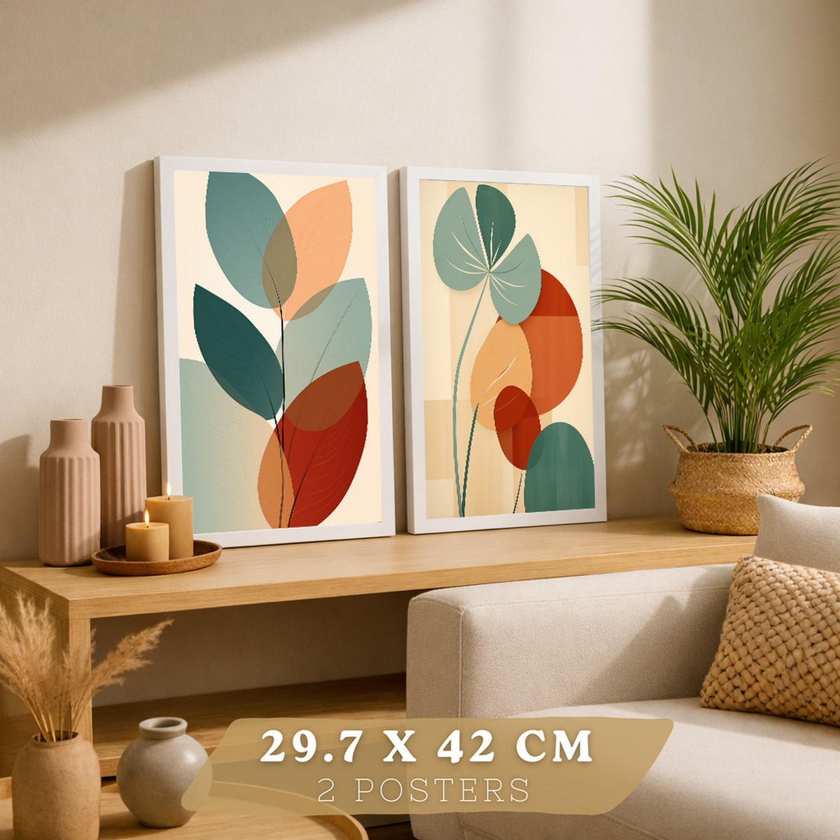 PLAKAT Sada 2 Botanické A3 Bílý rám - bílá, papír (29.7/1/42cm) - Nacnic