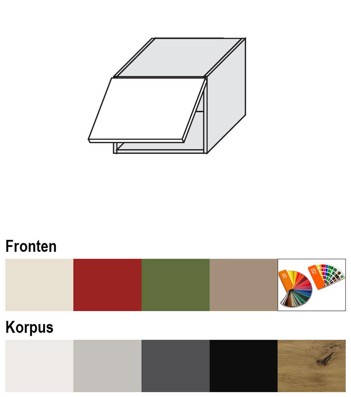 KLAPPHÄNGESCHRANK Brerra W4B/45 RAL 3002 karminrot Hochglanz / Weiß 45 / 32,5 / 36cm - Rot/Weiß, Holz/Holzwerkstoff (45/32.5/36cm) - Feldmann-Wohnen