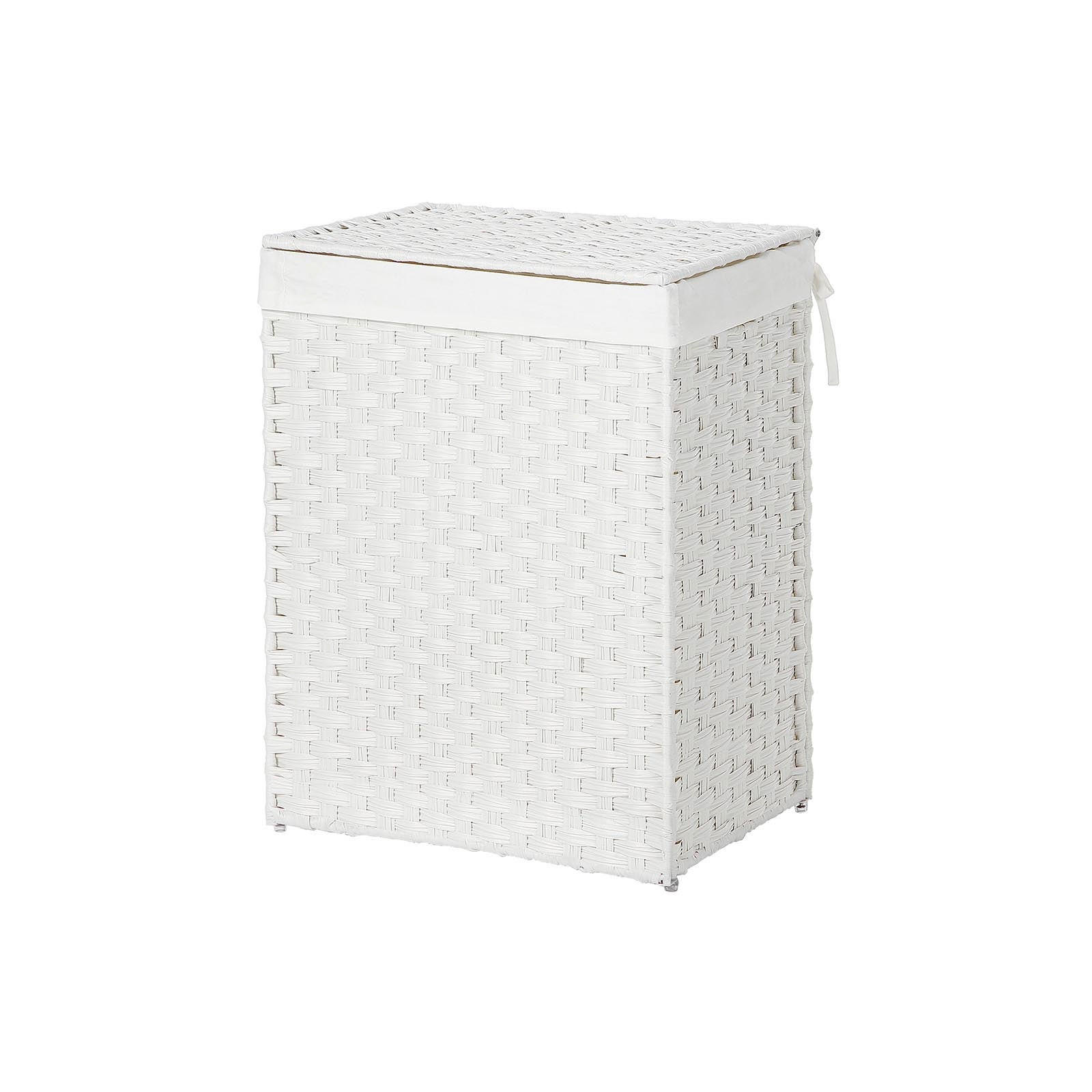 WÄSCHEKORB AUS POLYRATTAN - Weiß, Kunststoff (33/60/46cm) - Hansiro