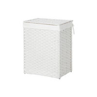 WÄSCHEKORB AUS POLYRATTAN - Weiß, Kunststoff (33/60/46cm) - Hansiro