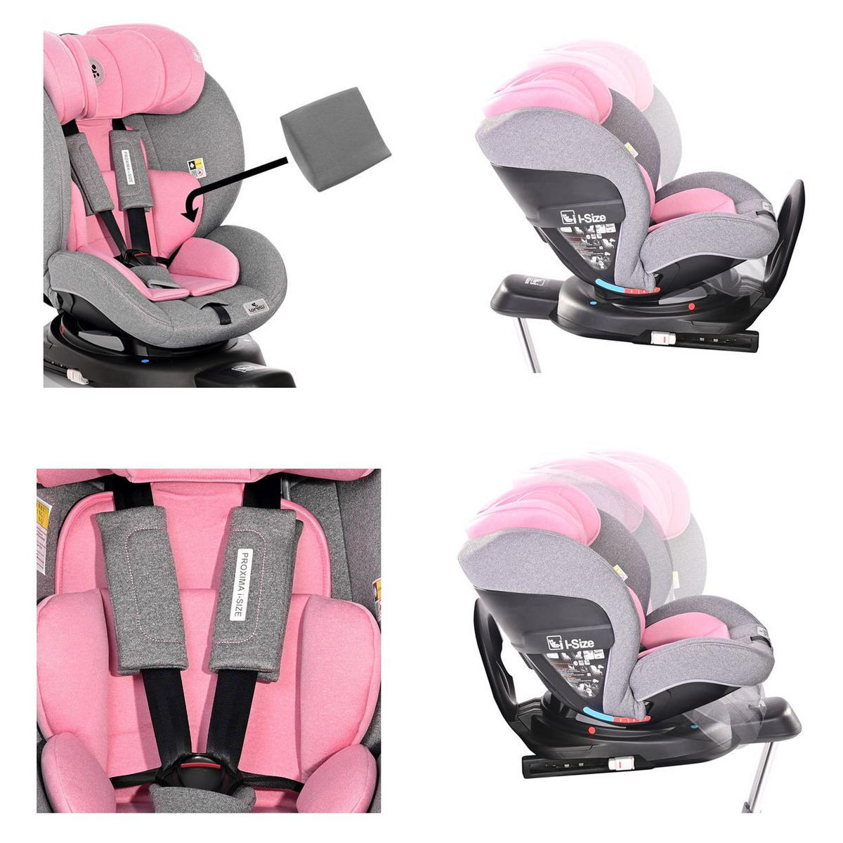 KINDERSITZ Proxima i-Size rosa Gruppe 0/1/2 (0 - 25 kg) Isofix verstellbar - Rosa, Kunststoff (44/67/63cm) - Lorelli