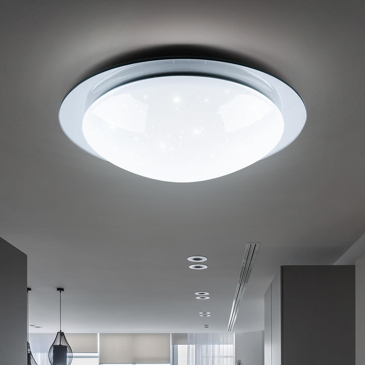 LED DECKENLEUCHTE Stahl Weiß - Weiß, Metall (38/38/10cm)