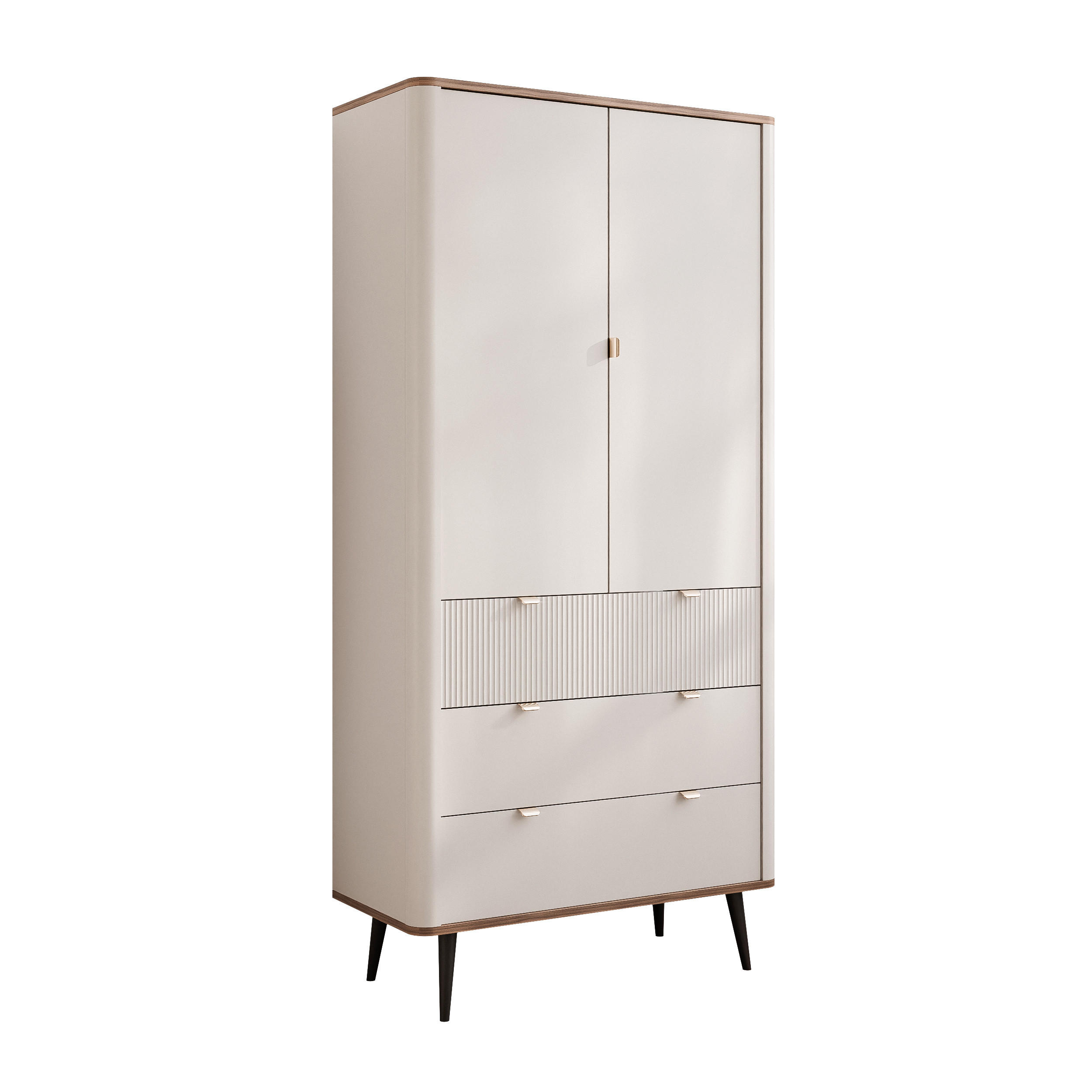 KLEIDERSCHRANK mit Schubladen NAVANI 90 cm Kaschmir Nuss - Kaschmir/Schwarz, Holzwerkstoff/Metall (90/191/60cm) - Idohome
