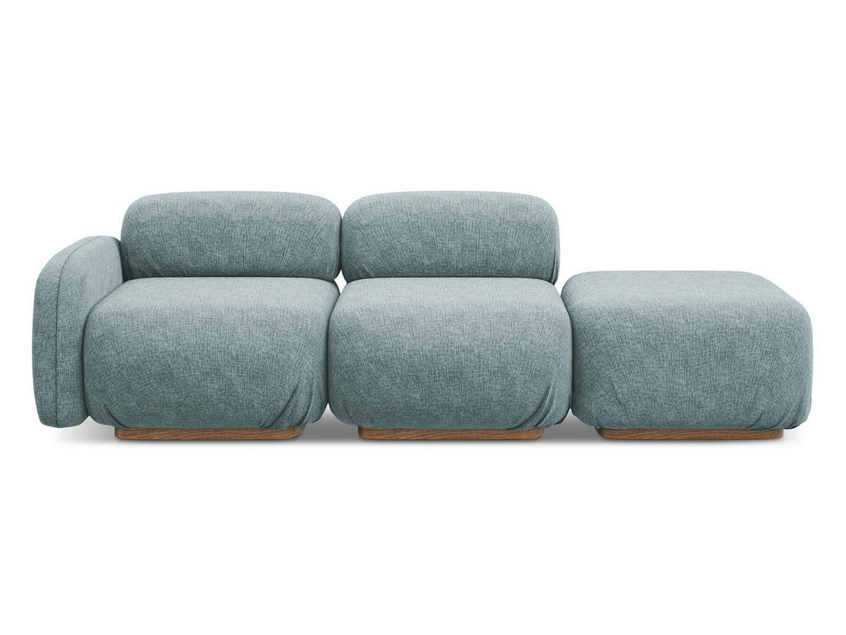 3-SITZER SOFA Rechts Chenille Stoff Blau - Blau/Blaugrau, Holz/Textil (258/73/95cm) - Makamii