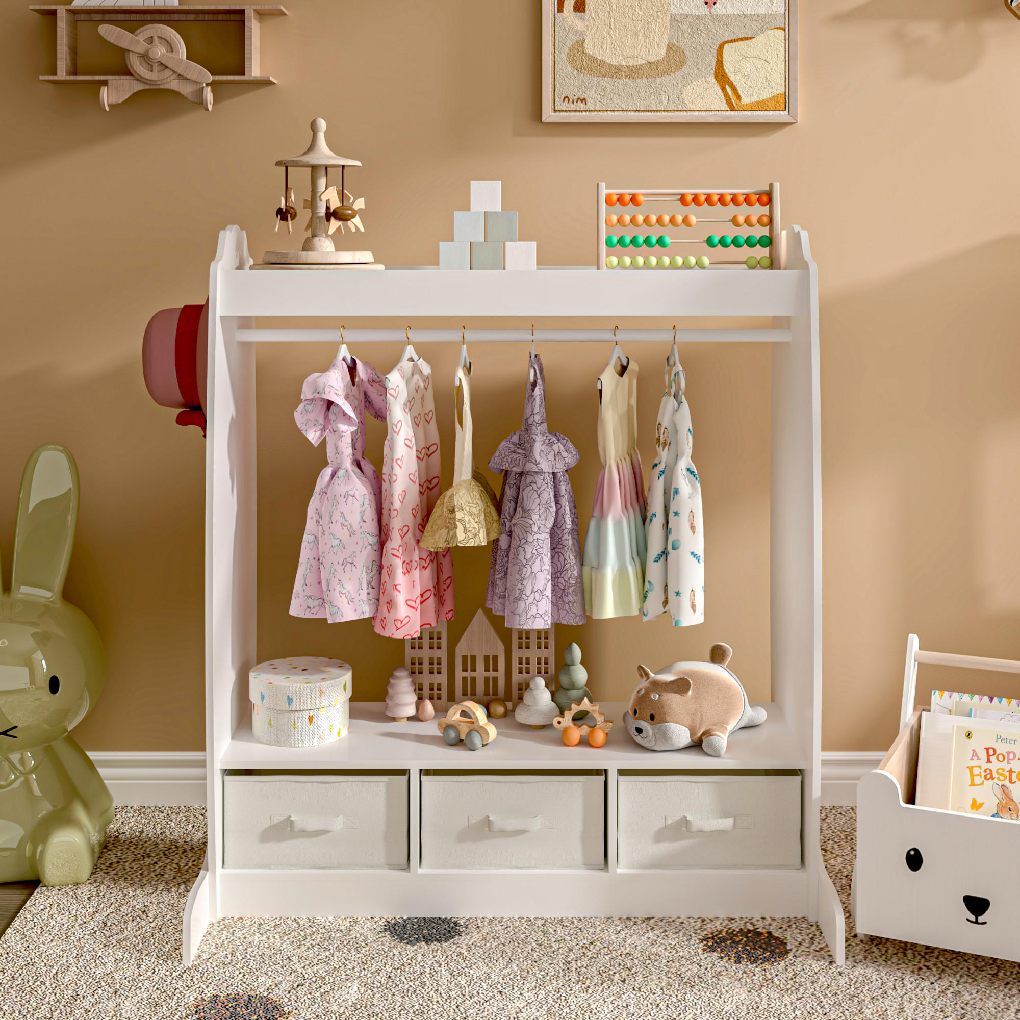 KINDERGARDEROBE Moskenes - Weiß, Holzwerkstoff (95/106.5/61cm) - [en.casa]