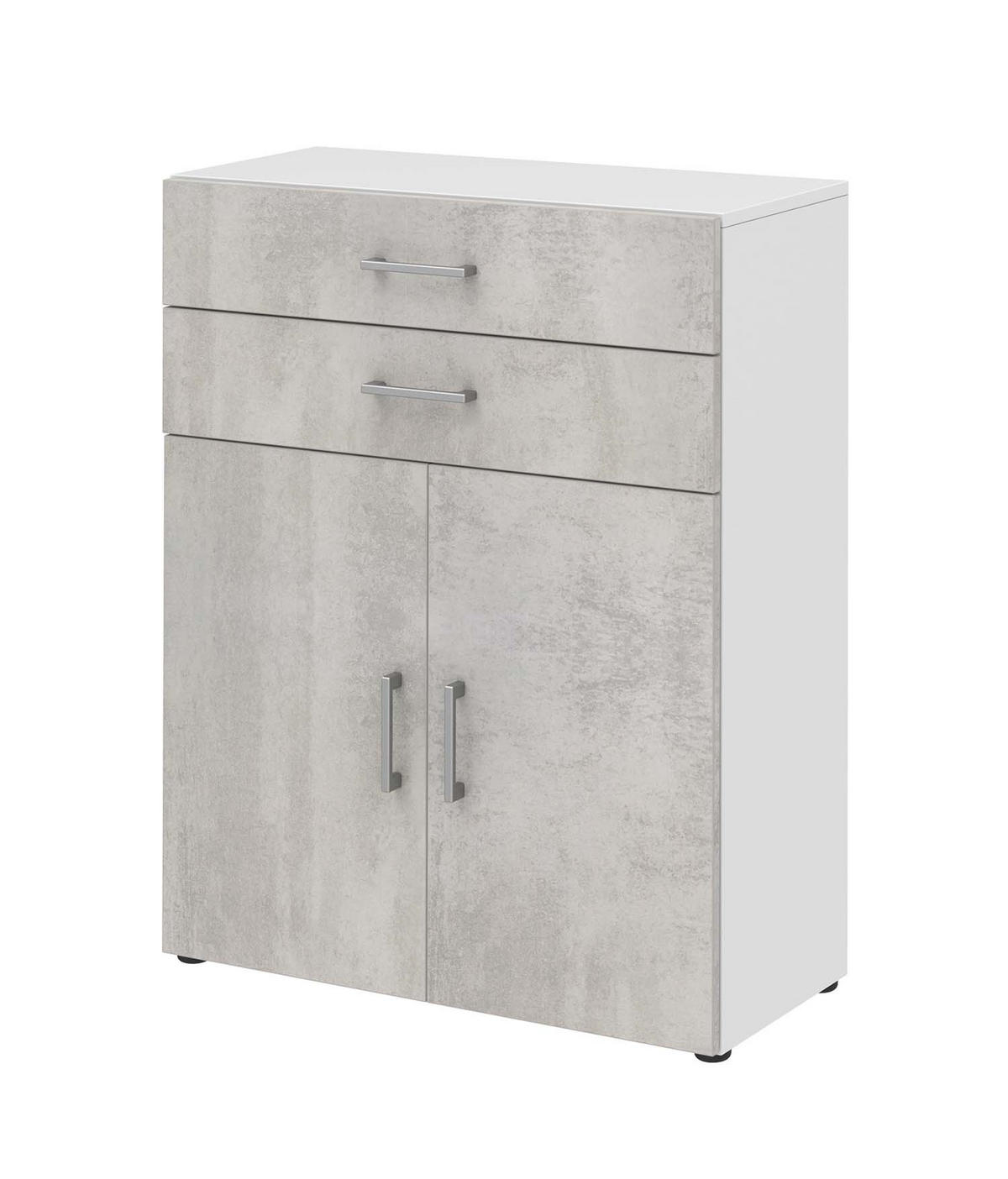 AKTENSCHRANK - 2 Fächer, 2 Schubkästen - Weiß/Beton - Grau, Holzwerkstoff (80/107.2/34.4cm) - Röhr