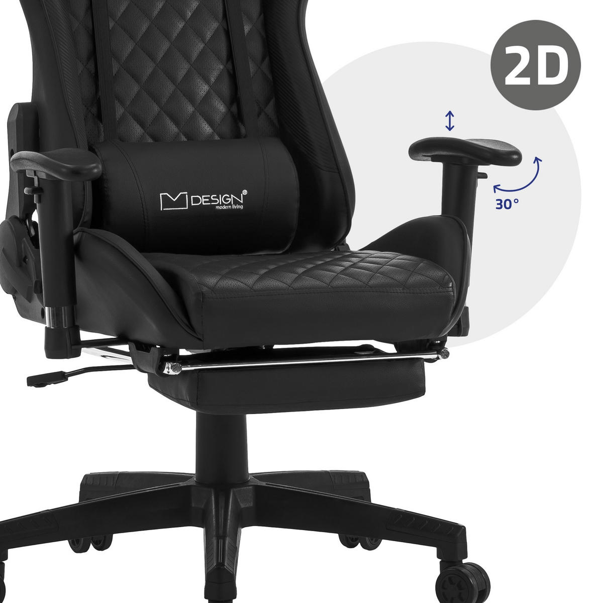 GAMING-STUHL Schwarz-Schwarz - Schwarz, Metall (68/135/73cm) - ML-DESIGN