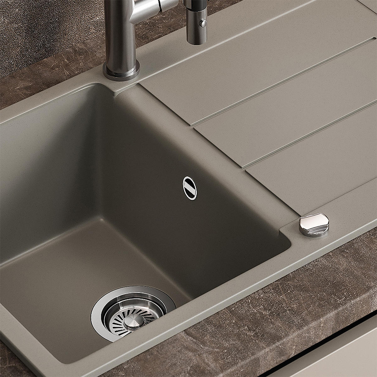 SPÜLBECKEN Kapstadt Beton 78 x 50 cm - Grau, Keramik (78/20/50cm) - Bergstroem