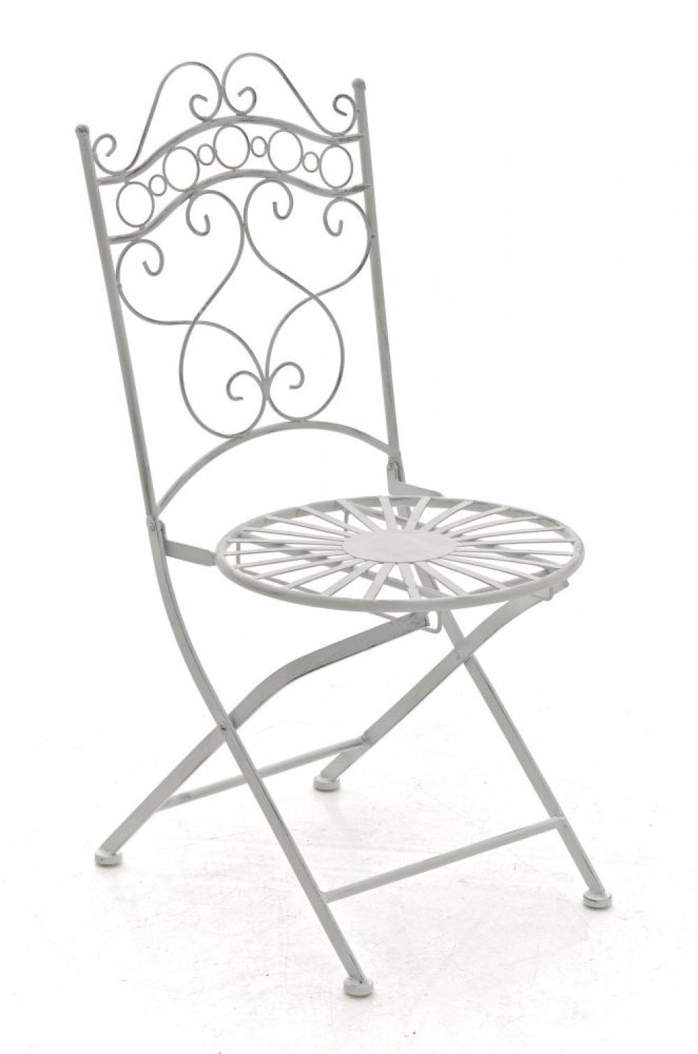 GARTENKLAPPSTUHL Metall Antik Weiß - Weiß, Metall (40/92/50cm) - CLP