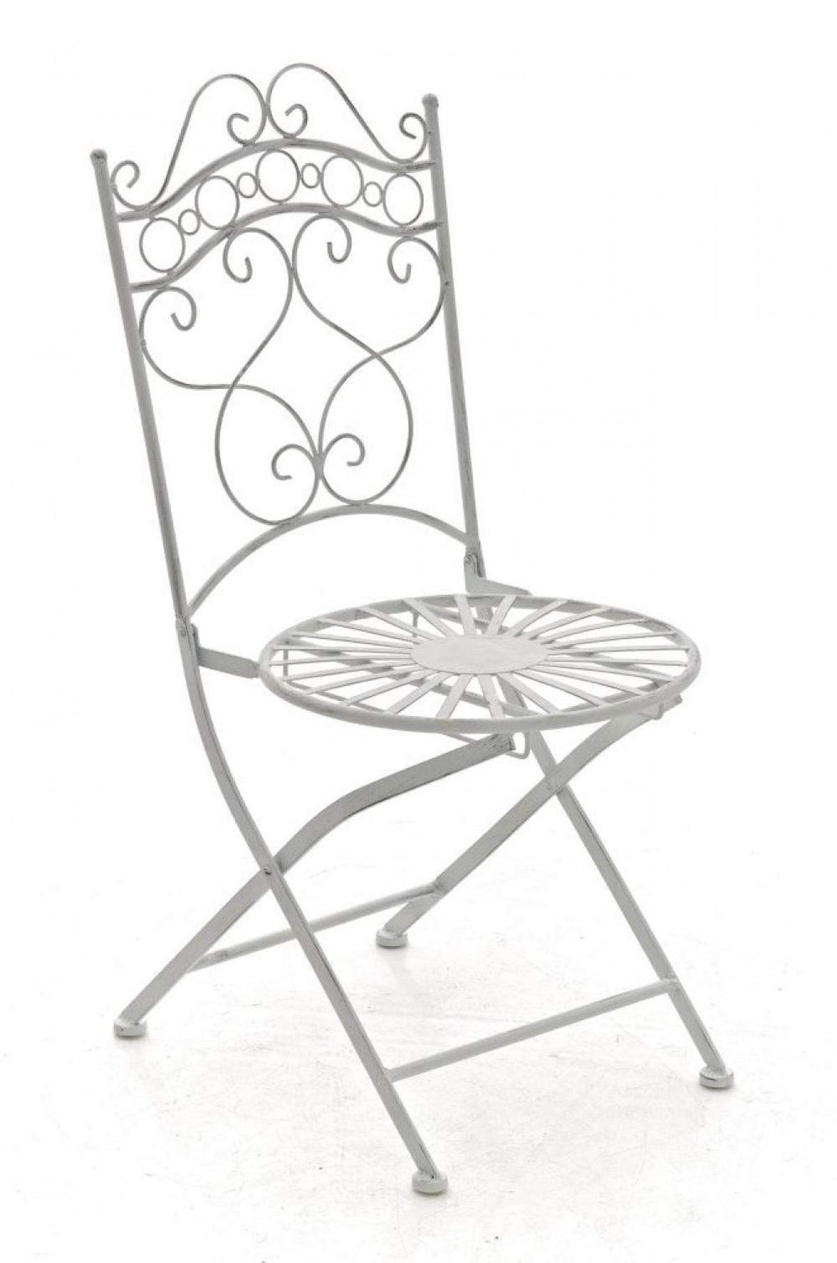 GARTENKLAPPSTUHL Metall Antik Weiß - Weiß, Metall (40/92/50cm) - CLP