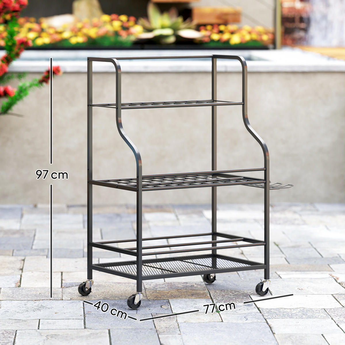 GARTENREGAL DE-13807 Schwarz - Schwarz, Metall (40/97/77cm) - ComfortXL