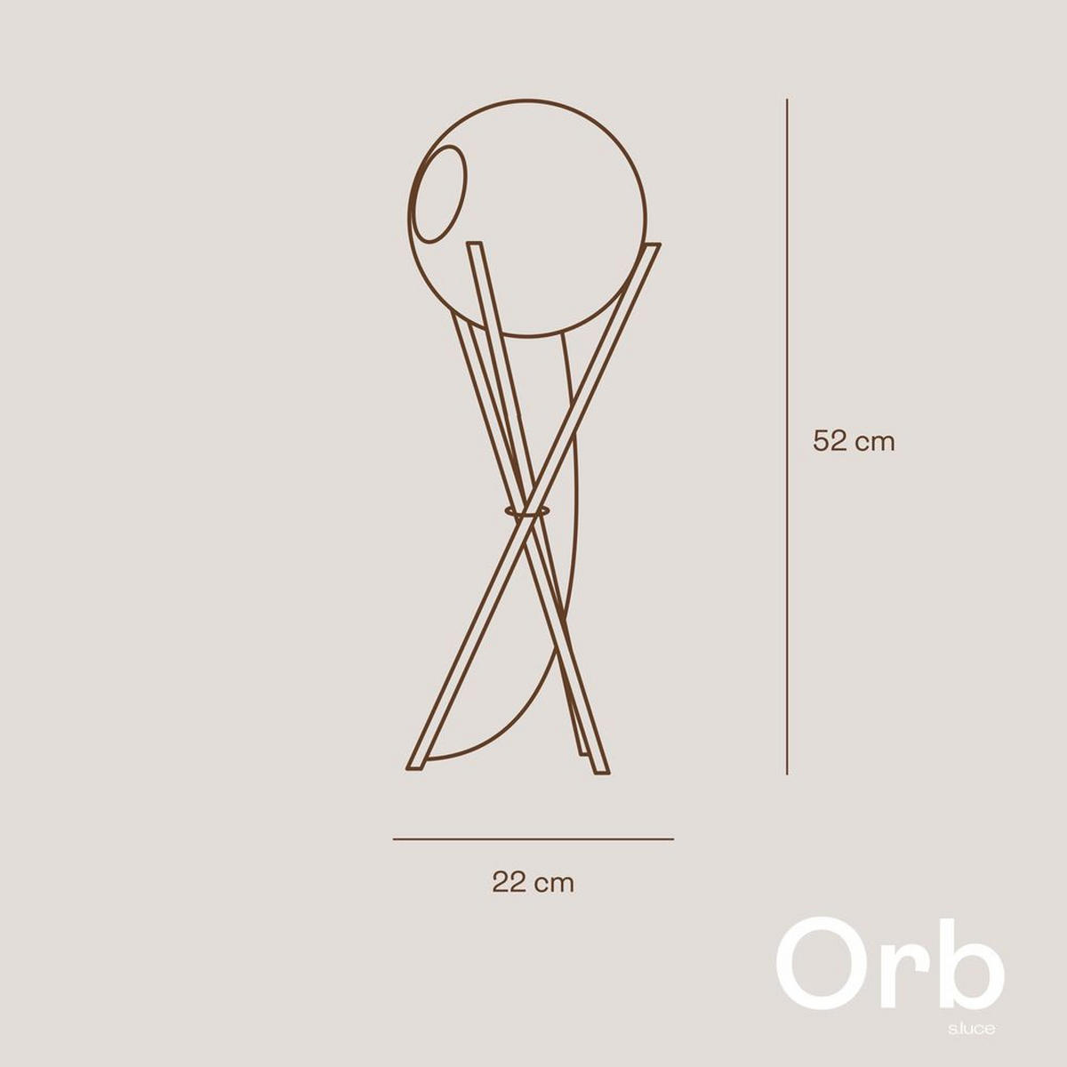 TISCHLAMPE Orb Axis Dreibein Braun/Schwarz - Braun, Glas (20/22/52cm) - s.luce