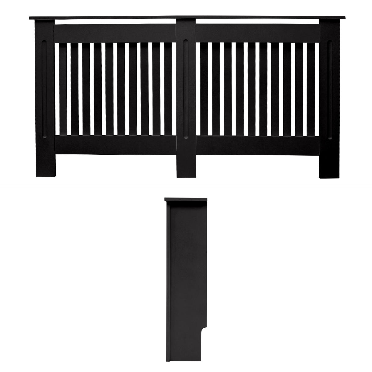 OBLOŽENÍ RADIÁTORU ve venkovském stylu 152 x 19 x 82 cm černé - černá, kompozitní dřevo (19/152/82cm) - ECD-Germany