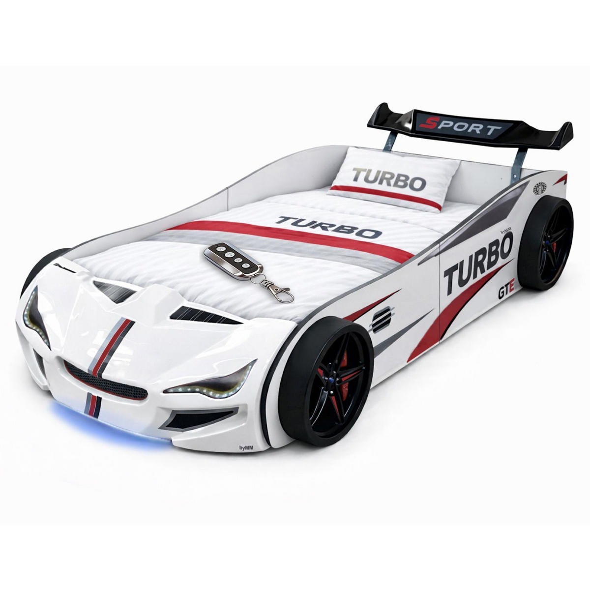 AUTOBETT GTE mit Rollrost, Licht und Sound Farbe Weiß - Weiß, Holzwerkstoff (90/200cm) - Coemo