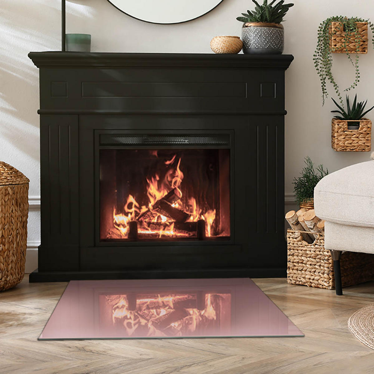 GLASPLATTE für Kamin 80x60 cm Rosa - Pink, Glas (80/60/0.4cm) - ArtPrintCave