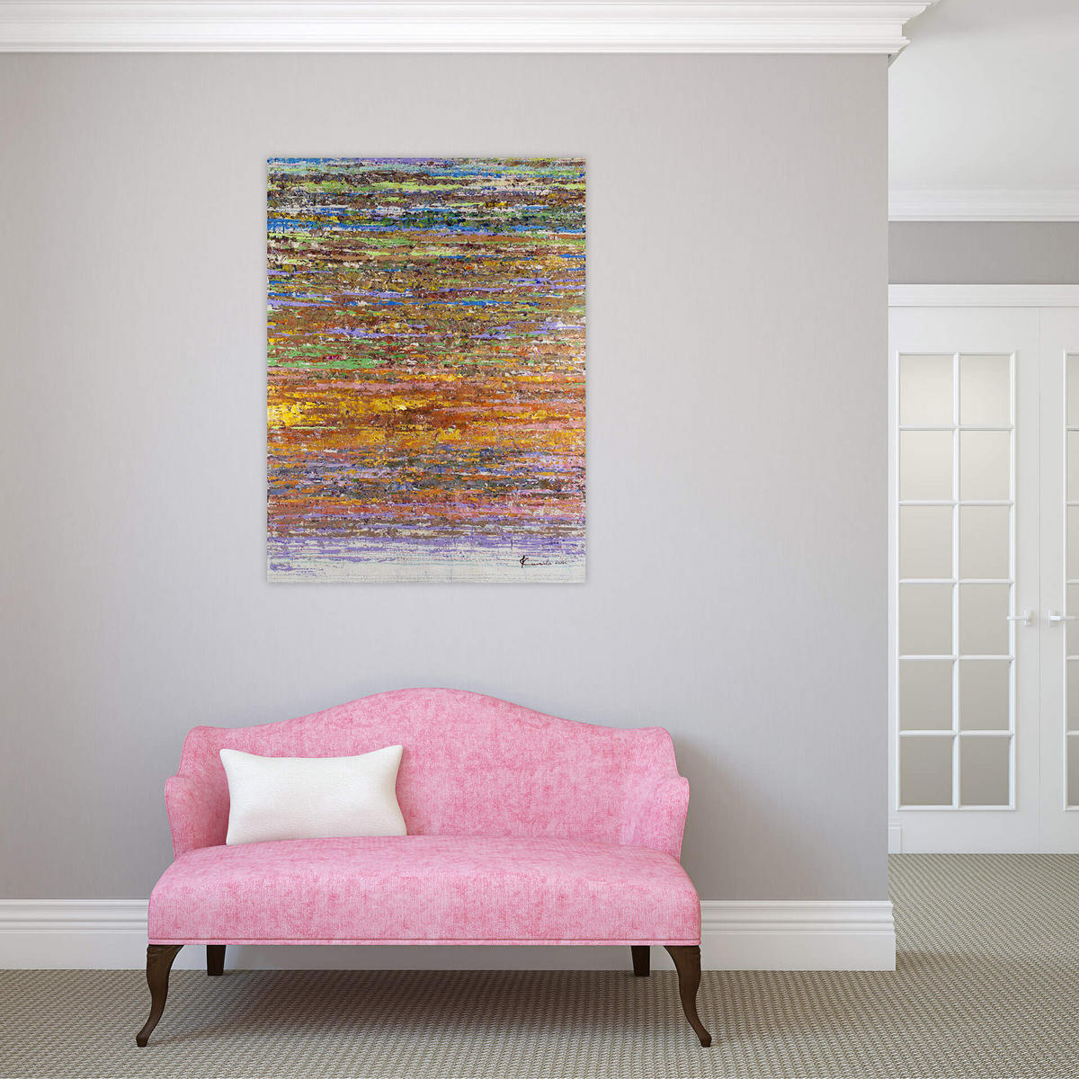 ÖLGEMÄLDE 75/100 cm - Blau/Gelb, Holz/Textil (75/100cm) - KUNSTLOFT