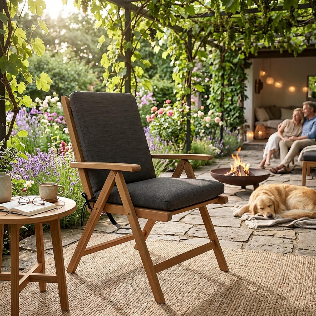 SESSELAUFLAGE Bolton - 45x88cm, anthrazit - Grau, Textil (45/7/88cm) - TPFGarden