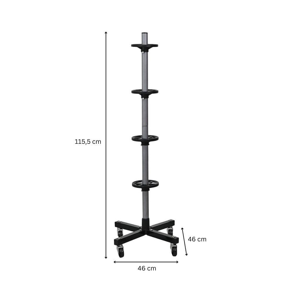 FELGENBAUM fahrbar Carrero 115,5x46x46 cm für 4 Autoreifen bis 225 mm Schwarz - Schwarz, Metall (46/115.5/46cm) - PROREGAL