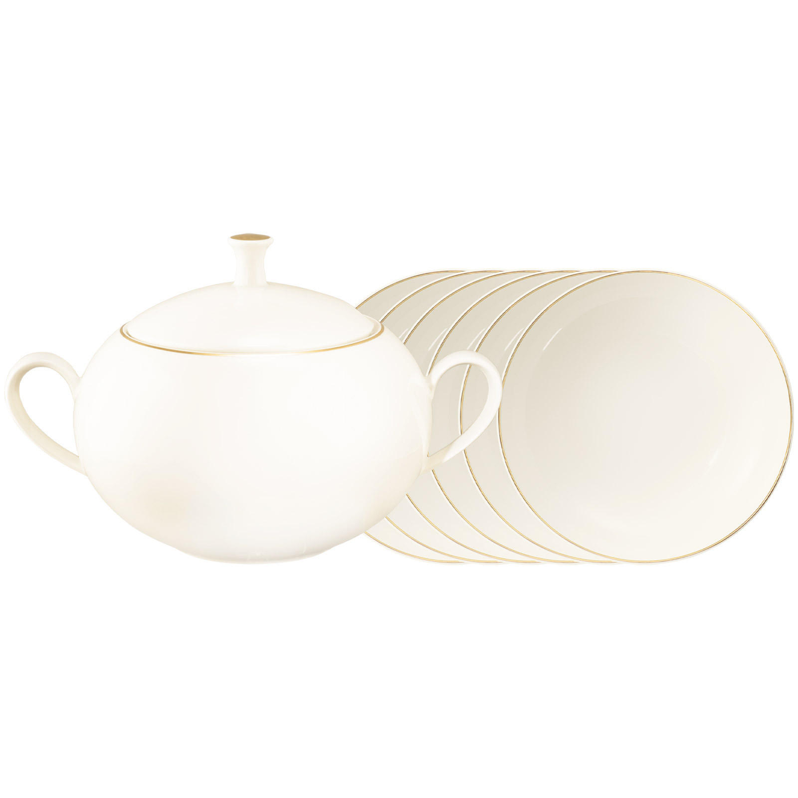 SUPPEN-SET Savona Goldlinie creme 7er Set - Creme, Keramik (2/2/2cm) - Seltmann Weiden