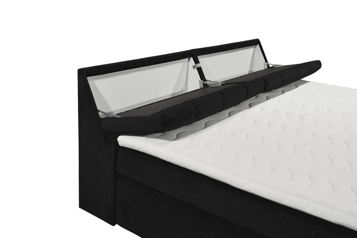 BOXSPRINGBETT XXL 240x200 – 7‑Zonen-Tonnentaschenfederkern, H2, Topper, Unterbox & Bettkasten - Schwarz, Holz/Kunststoff (200/240cm) - ed exciting design