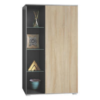 VITRINE Davos Eiche sägerau - Eiche San Remo, Holzwerkstoff (71.5/134/35cm) - Vladon
