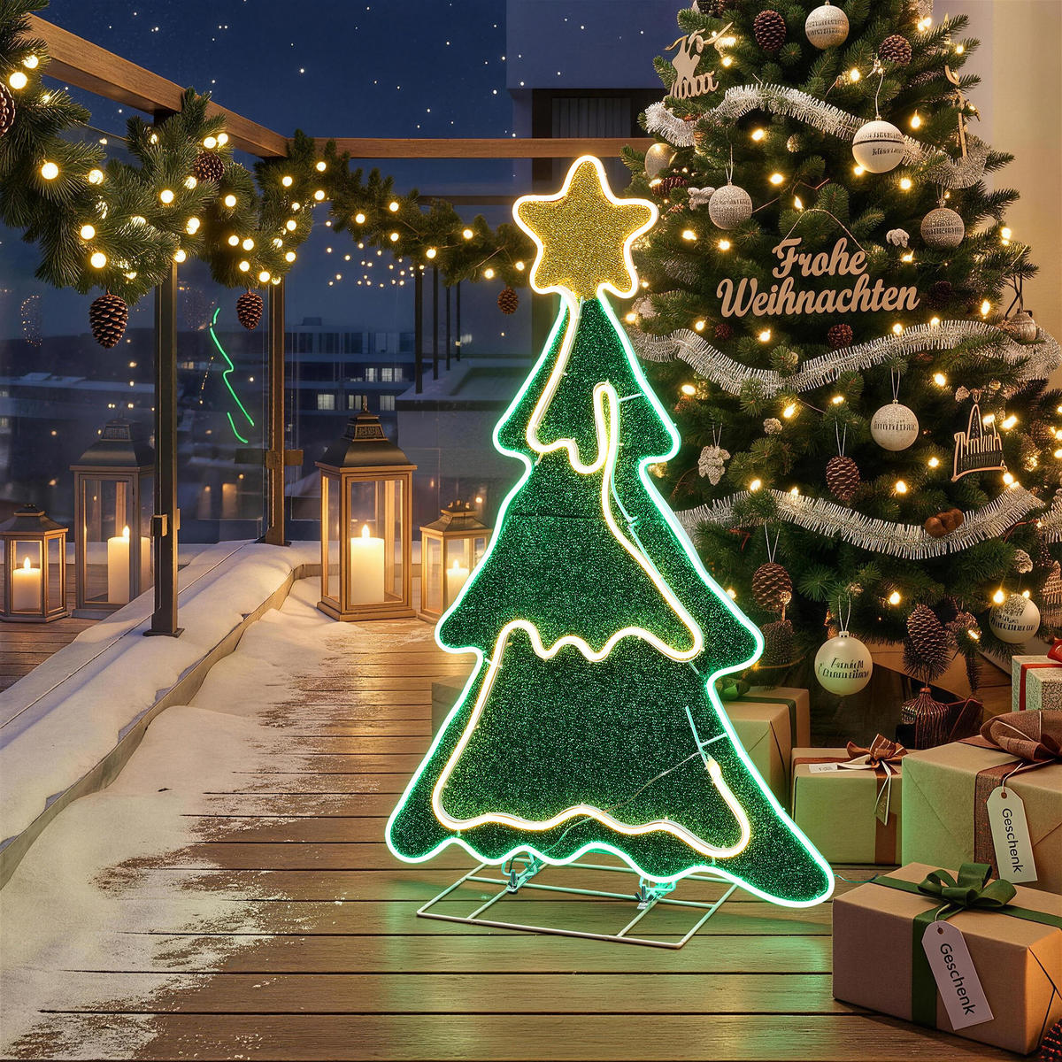 LED Weihnachtsbaum HTHD0225 - Weiß/Grün, Kunststoff/Metall (30/91/59cm) - Hometopia